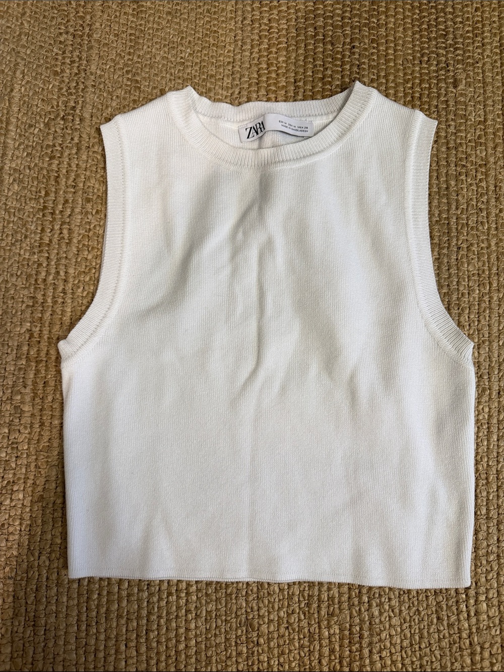 Zara Ribbed Blue & White Tank Tops